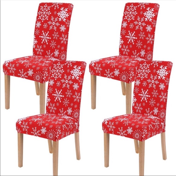 4 Pack Printed Dining Chair Covers Christmas